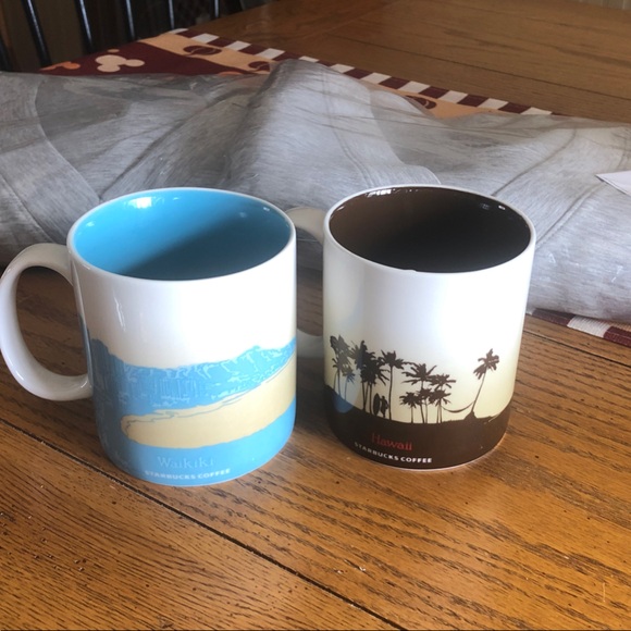 Starbucks Waikiki and Hawaii Mugs - Blue and Brown - Picture 3 of 3